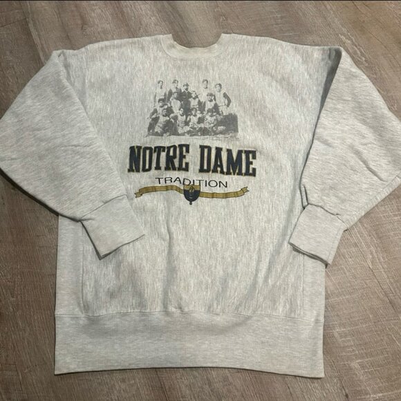 90s Rare Notre Dame the Fighting Irish Crewneck Sweatshirt Men's Size XL - Picture 1 of 7